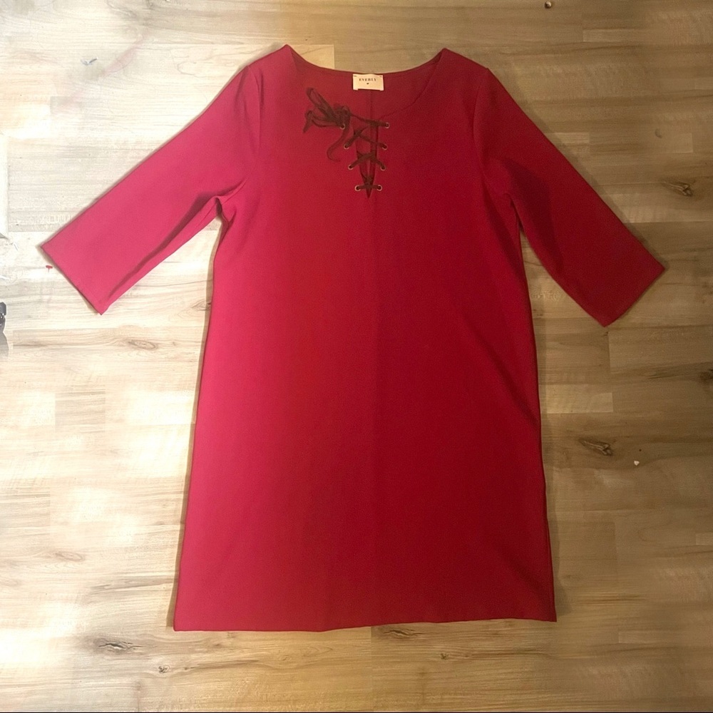 Anthropology Evenly Dress Red Medium